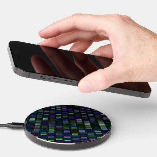 Groovy Colorful Jewel Tone Lines Abstract Pattern Wireless Charger