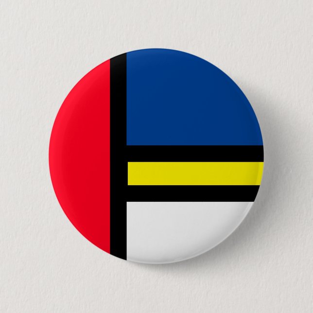 Groovy Colorful Modern Mondrian Style Abstract Art Button (Front)