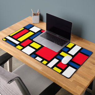 Groovy Colorful Modern Mondrian Style Abstract Art Desk Mat
