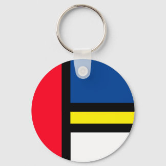 Groovy Colorful Modern Mondrian Style Abstract Art Keychain
