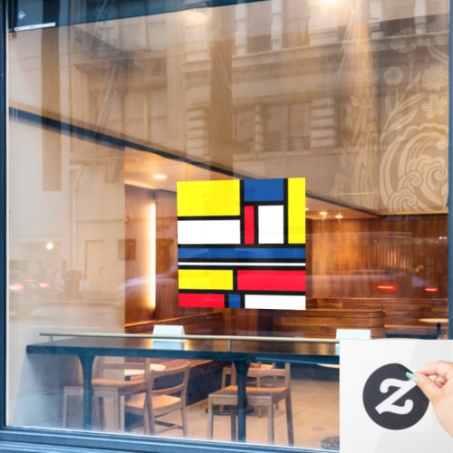 Groovy Colorful Modern Mondrian Style Abstract Art Window Cling