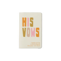 Groovy Colorful Orange Typography Wedding His Vows Pocket Moleskine Notebook