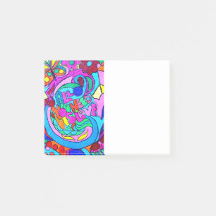 groovy colorful peace and love post-it notes