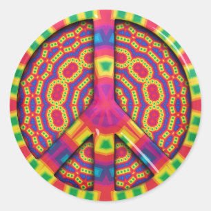 Groovy Colorful Peace Sign Classic Round Sticker