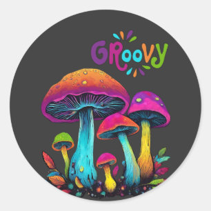 Groovy Colorful Psychedelic Mushrooms Classic Round Sticker