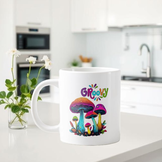Groovy Colorful Psychedelic Mushrooms Giant Coffee Mug (Groovy Colorful Psychedelic Mushrooms Giant Coffee Mug )