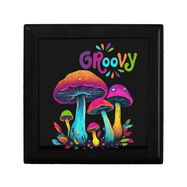 Groovy Colorful Psychedelic Mushrooms Gift Box (Front)