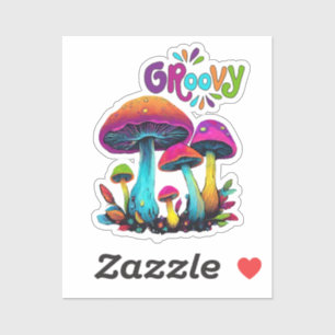 Groovy Colorful Psychedelic Mushrooms Sticker