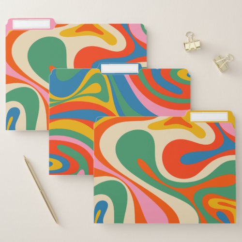 Groovy Colorful Psychedelic Retro Abstract Pattern File Folder