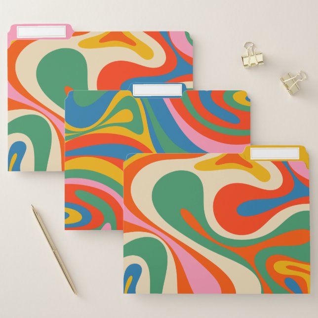 Groovy Colorful Psychedelic Retro Abstract Pattern File Folder (Set)