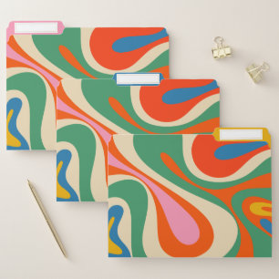 Groovy Colorful Psychedelic Retro Abstract Pattern File Folder