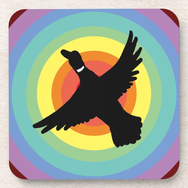 Groovy Colorful Rainbow Duck Beverage Coaster (Front)