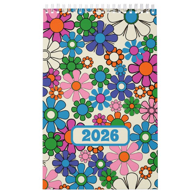 Groovy Colorful Retro Floral 2026 Calendar (Cover)