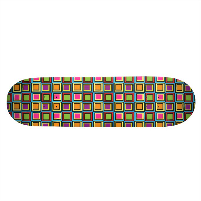 Groovy Colorful Retro Squares Skate Board Deck