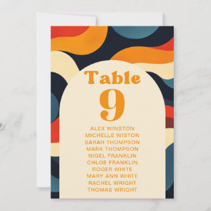 Groovy Colorful Retro Table Number Seating Chart