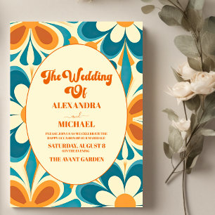 Groovy Colorful Unique Retro Wedding Invitation