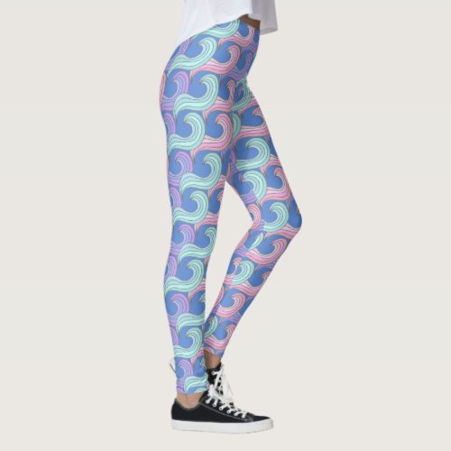 Groovy Colorful Wave Pattern Leggings