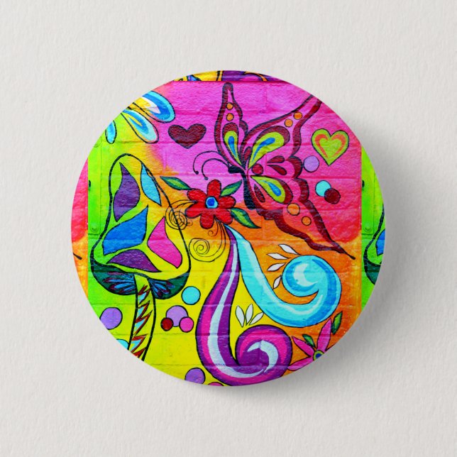 groovy colors hippie-style button (Front)
