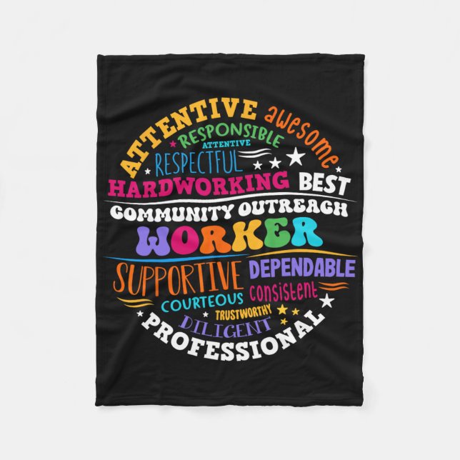 Groovy Community Outreach Worker Back To School  Fleece Blanket (Front)