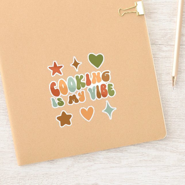 Groovy Cooking Is my Vibe, Cook, Chef, Foodie Sticker (Notebook)