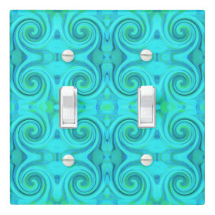 Groovy Cool Abstract Aqua Liquid Art Swirl Pattern Light Switch Cover