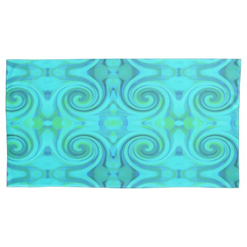 Groovy Cool Abstract Aqua Liquid Art Swirl Pattern Pillow Case