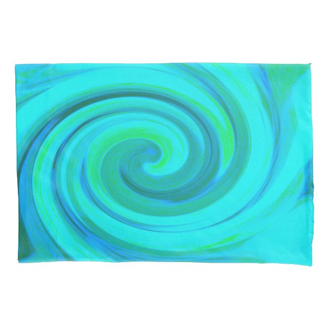 Groovy Cool Abstract Aqua Liquid Art Swirl Pillow Case (Front)