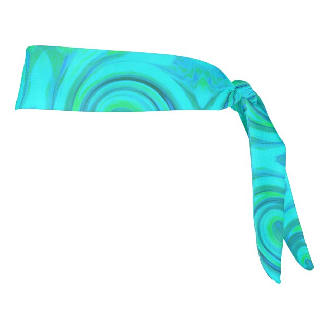 Groovy Cool Abstract Aqua Liquid Art Swirl Tie Headband (Rotate 90)