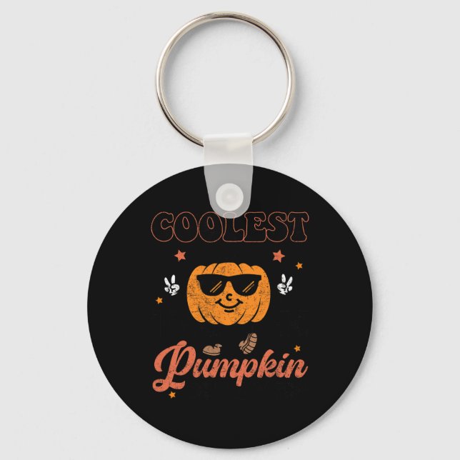 Groovy Coolest Pumpkin In The Patch Halloween For  Keychain (Front)
