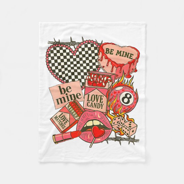 Groovy Coquette Western Valentines Day Collage Cli Fleece Blanket (Front)
