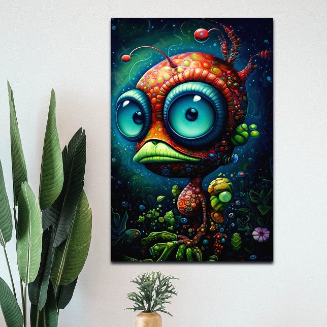 Groovy Cosmic Vibrant Whimsical Alien Wood Wall Art (Creator Uploaded)