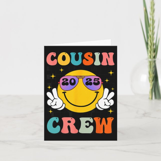 Groovy Cousin Crew 2025 Summer Vacation Beach Fami Card (Front)