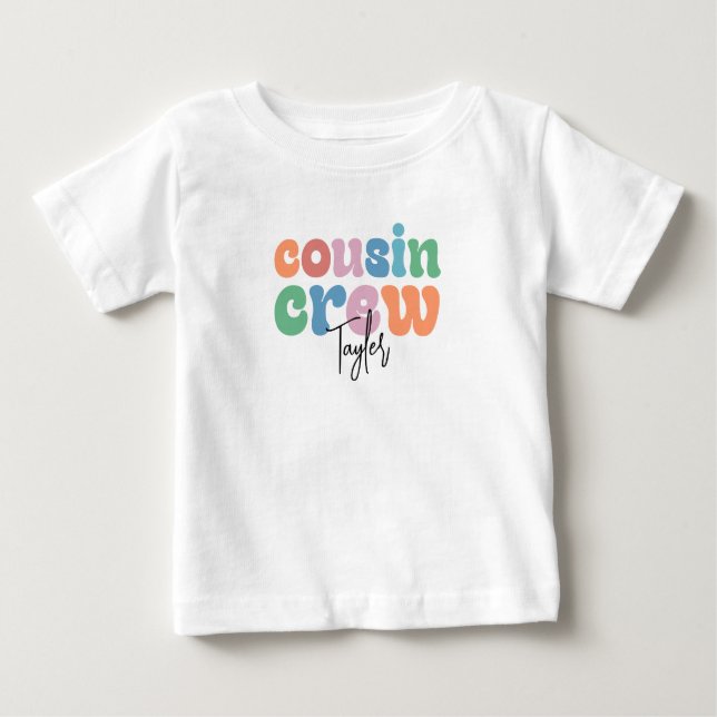 Groovy Cousin Crew Personalized Baby T-Shirt (Front)