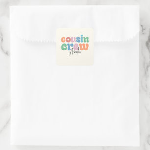 Groovy Cousin Crew Personalized Square Sticker
