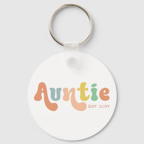 Groovy Custom Auntie Established  Gifts for Aunt Keychain