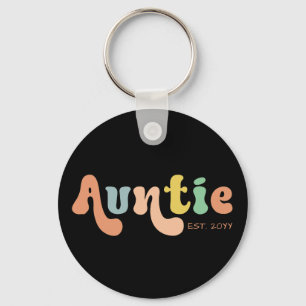 Groovy Custom Auntie Established Gifts for Aunt Keychain