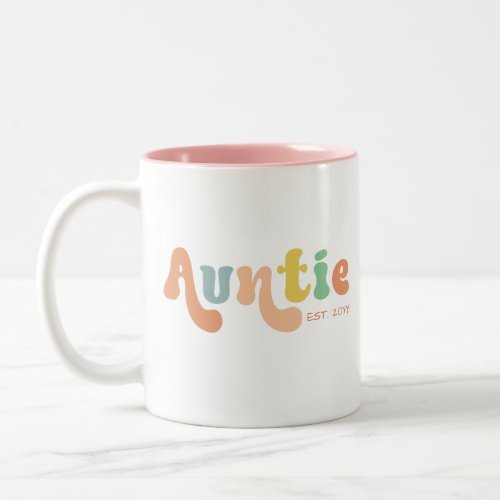 Groovy Custom Auntie Established  Gifts for Aunt Two_Tone Coffee Mug