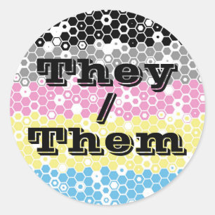 Groovy Customizable Pronoun Polygender Pride Flag Classic Round Sticker