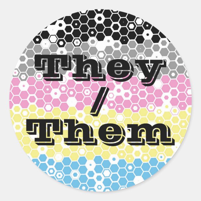 Groovy Customizable Pronoun Polygender Pride Flag Classic Round Sticker (Front)