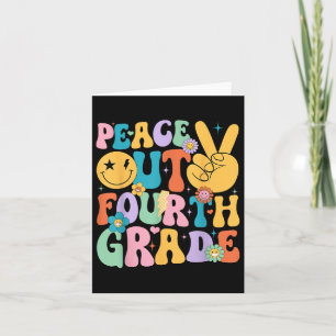 Groovy Cute Peace Out Fourth Grade Graduation Summ Card