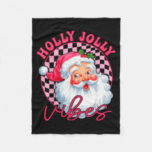 Groovy Cute Santa Claus Christmas Vibes Xmas Women Fleece Blanket