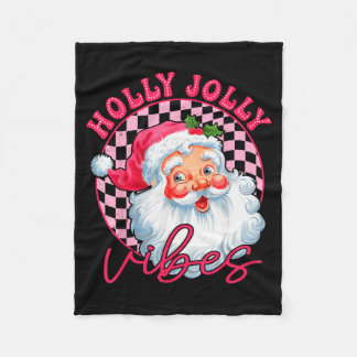 Groovy Cute Santa Claus Christmas Vibes Xmas Women Fleece Blanket