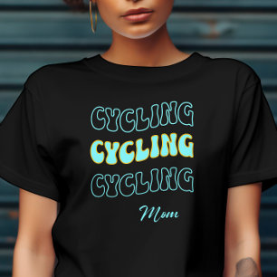 Groovy cyan Cycling Mom for Woman biker T-Shirt