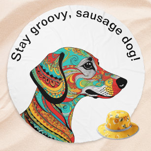 Groovy Dachshund Dog Colorful Cool Modern Beach Towel
