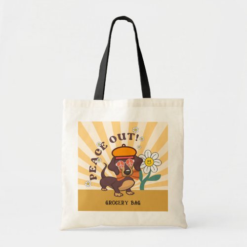 Groovy Dachshund  Peace Out Tote Bag