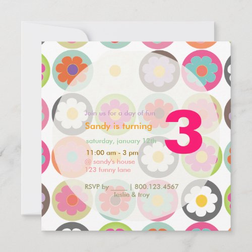 Groovy DaisiesBright Sixties Bday PartDIY color Invitation