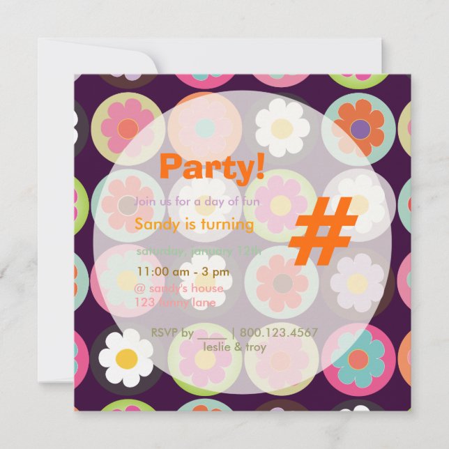 Groovy Daisies/Bright Sixties Birthday Party Invitation (Front)