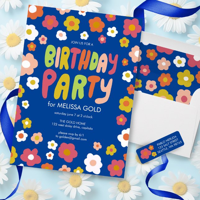 Groovy Daisies Cute CUSTOM Return Address Mailing  Label (Groovy daisies collection includes these custom return address stickers)