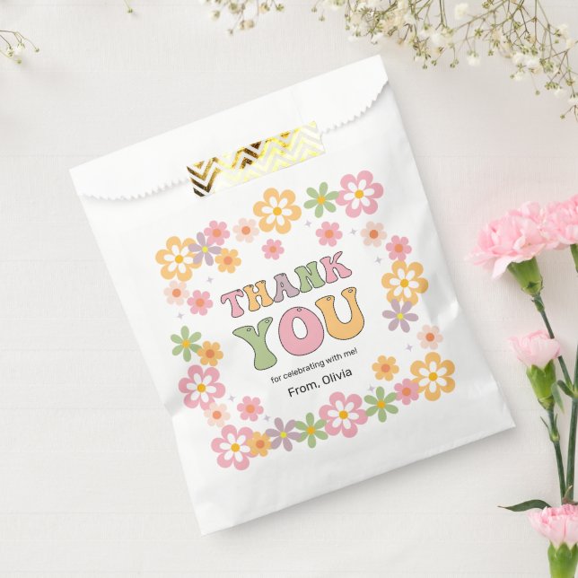 Groovy Daisies Hippie Birthday Thank You Favor Bag (Sealed)