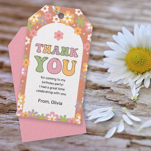 Groovy Daisies Hippie Birthday Thank You Gift Tags